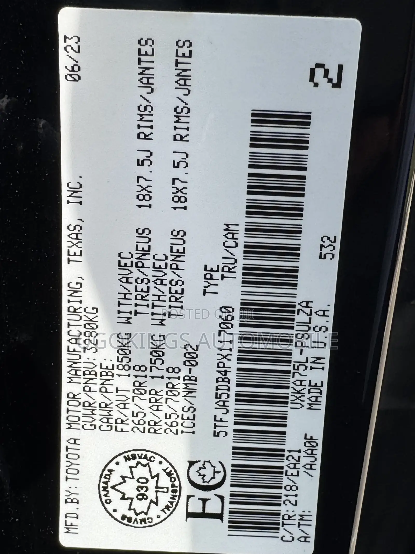 Toyota Tundra Limited Double Cab 6.5' Bed 2023 Black