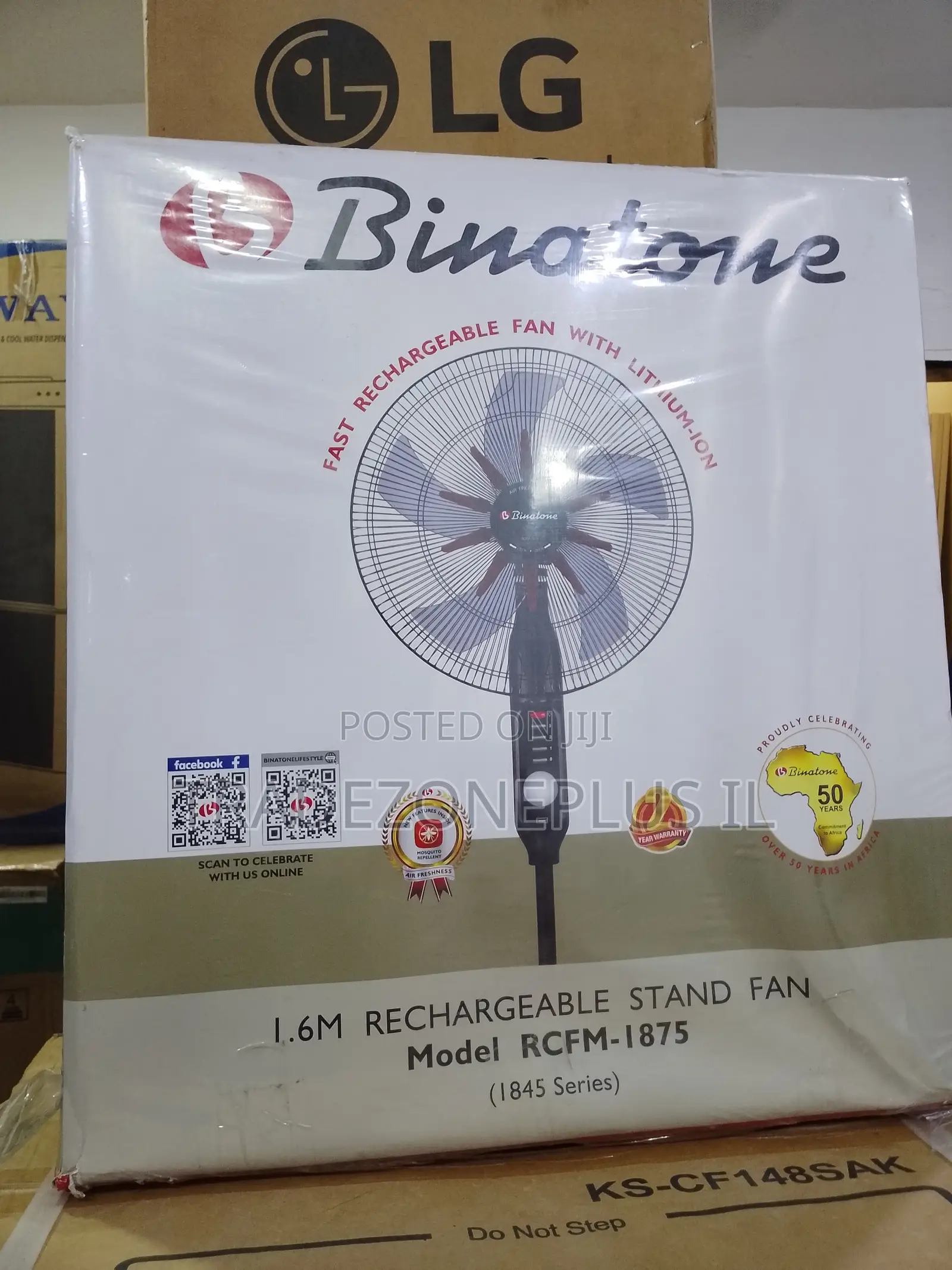 Binatone Rechargeable Stand Fan 1.6m for Busy Households