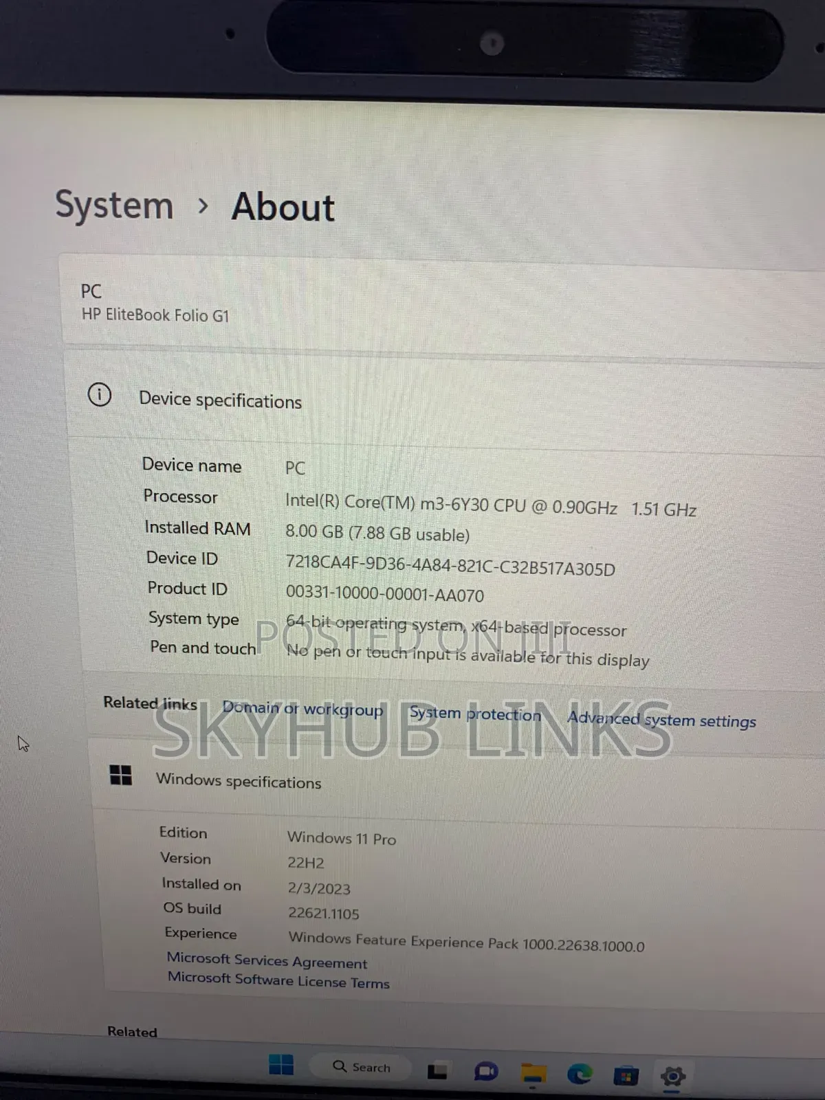 Laptop HP EliteBook Folio G1 8GB Intel Core M3 SSD 256GB