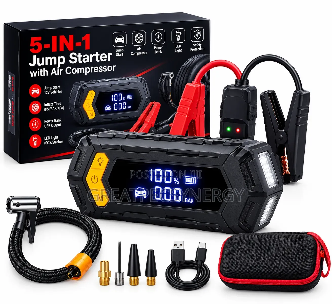 5 in 1 Jump Starter With Tyre/Air Inflator
