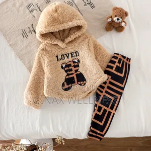 2-Piece Babies Fluffy Hooded Sweater and Leggings Set (6-12months)