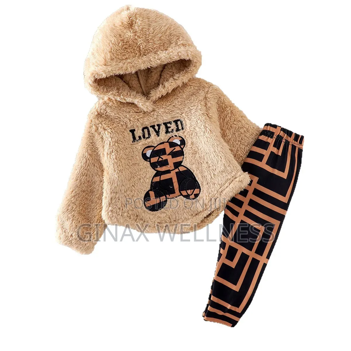 2-Piece Babies Fluffy Hooded Sweater and Leggings Set (6-12months)