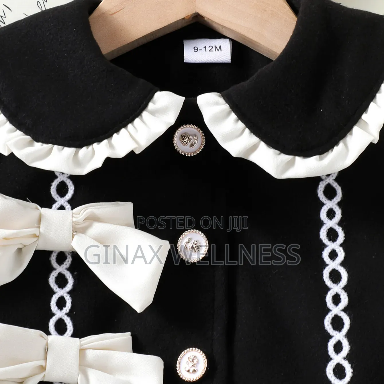 Baby Girls 2-Piece Black & White Bow Jacket and Skirt Set (9-12m)