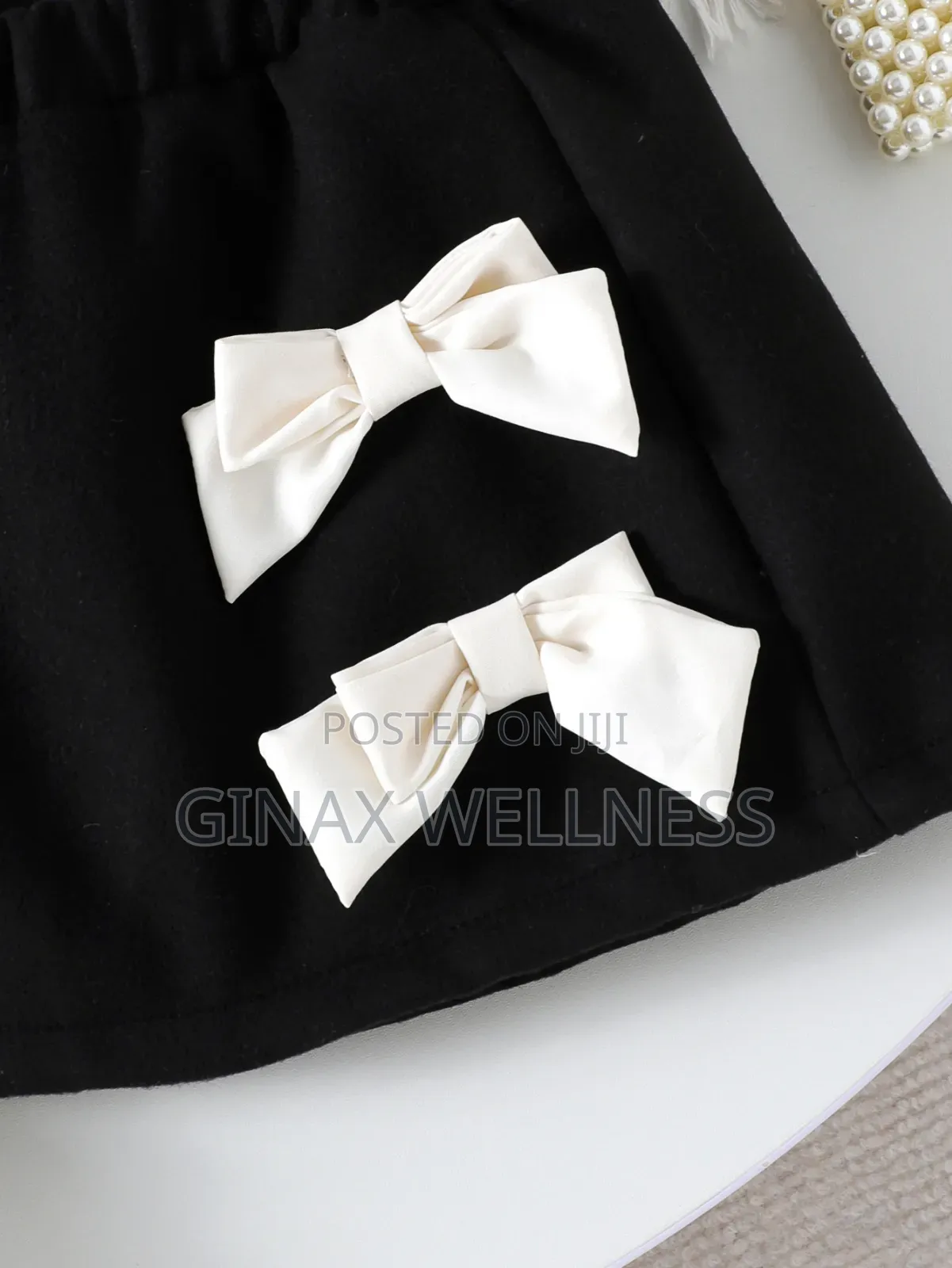 Baby Girls 2-Piece Black & White Bow Jacket and Skirt Set (9-12m)