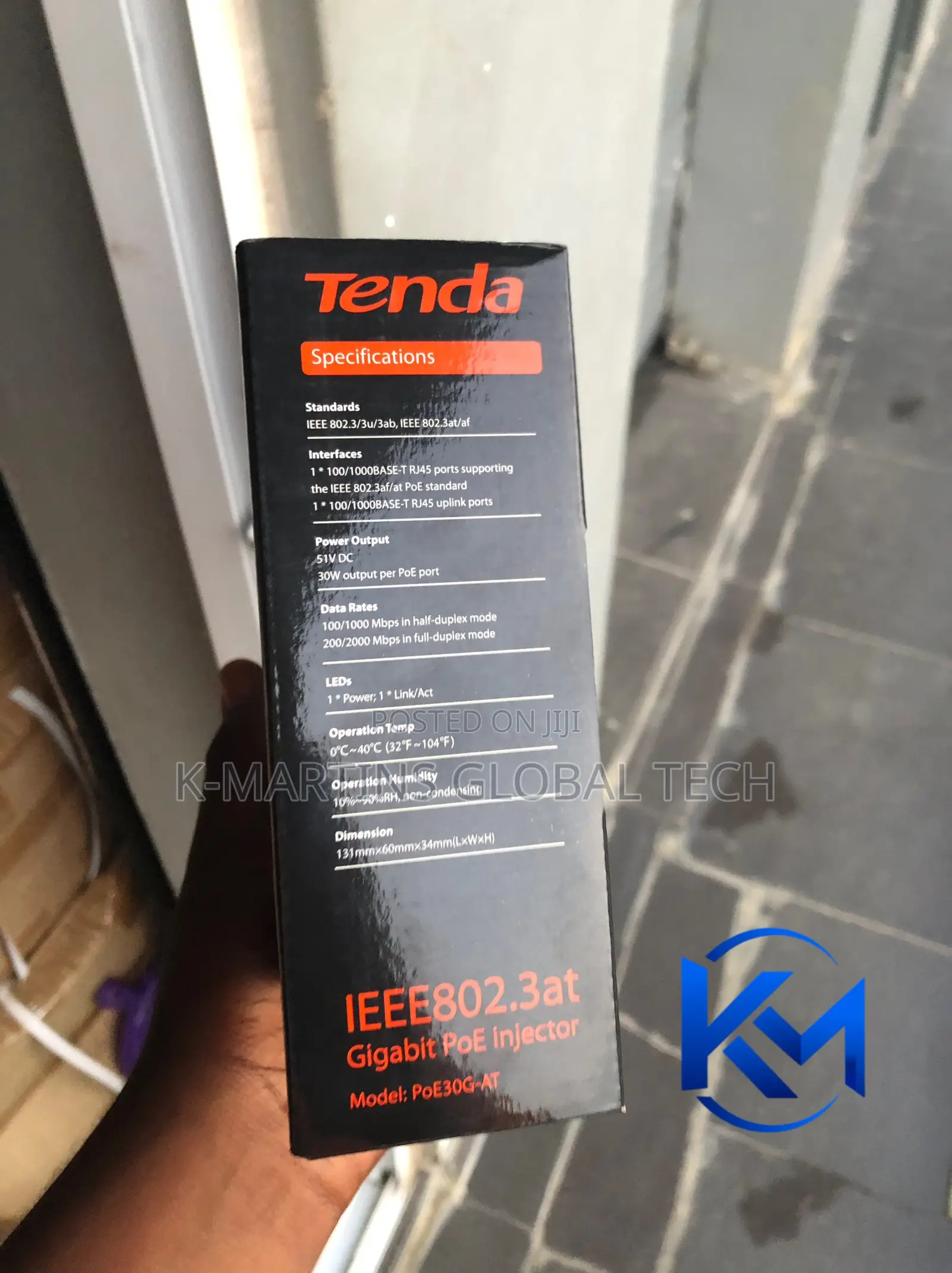Tenda PoE30G-AT 48V Gigabit PoE Injector 30W