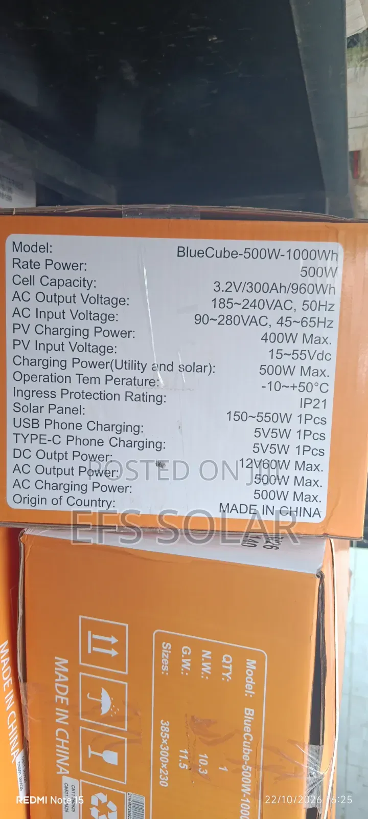 HiCCES BlueCube 500W 1kWh All-in-One Portable Power Station