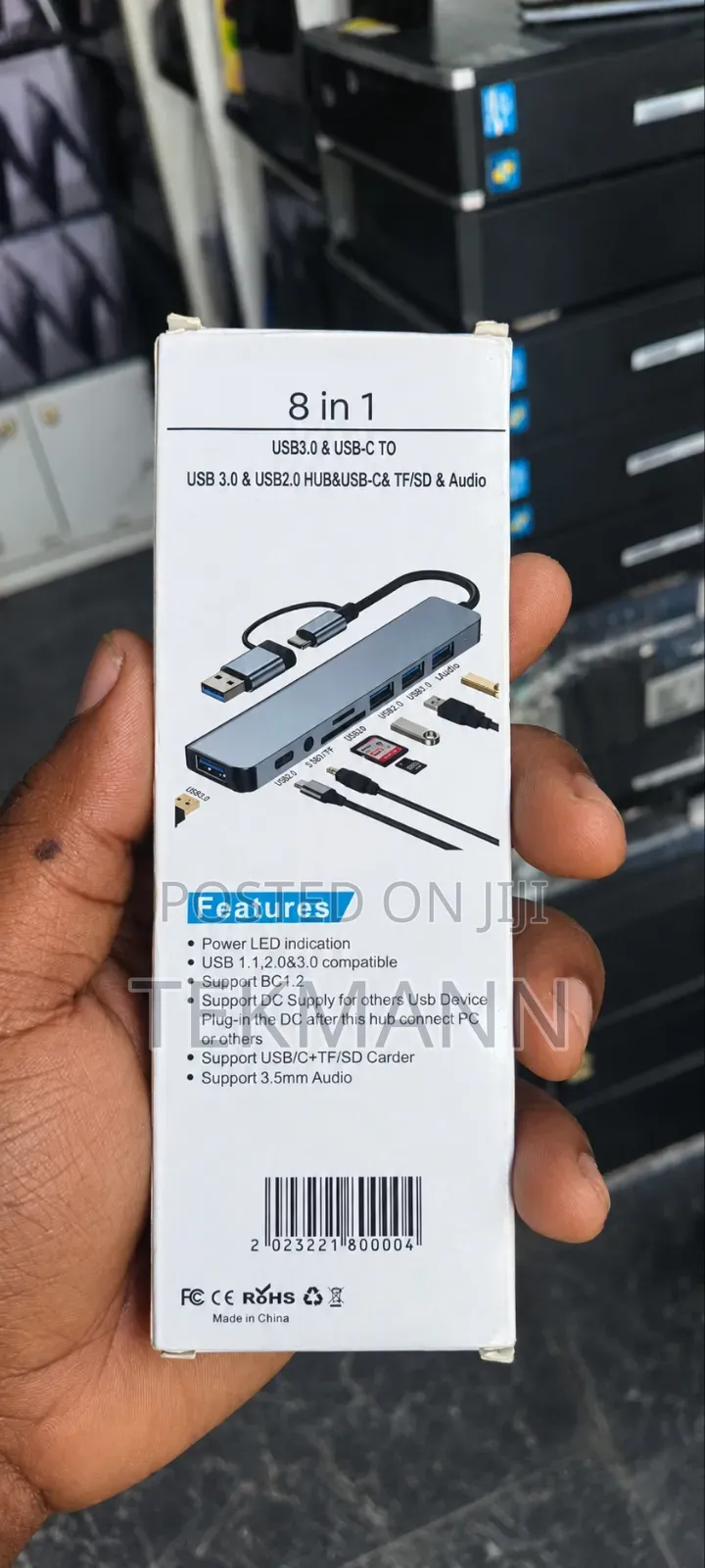 8-in-1 Type-C & USB 3.0 Hub Adapter - USB 3.0/2.0, SD/TF, Audio Jack