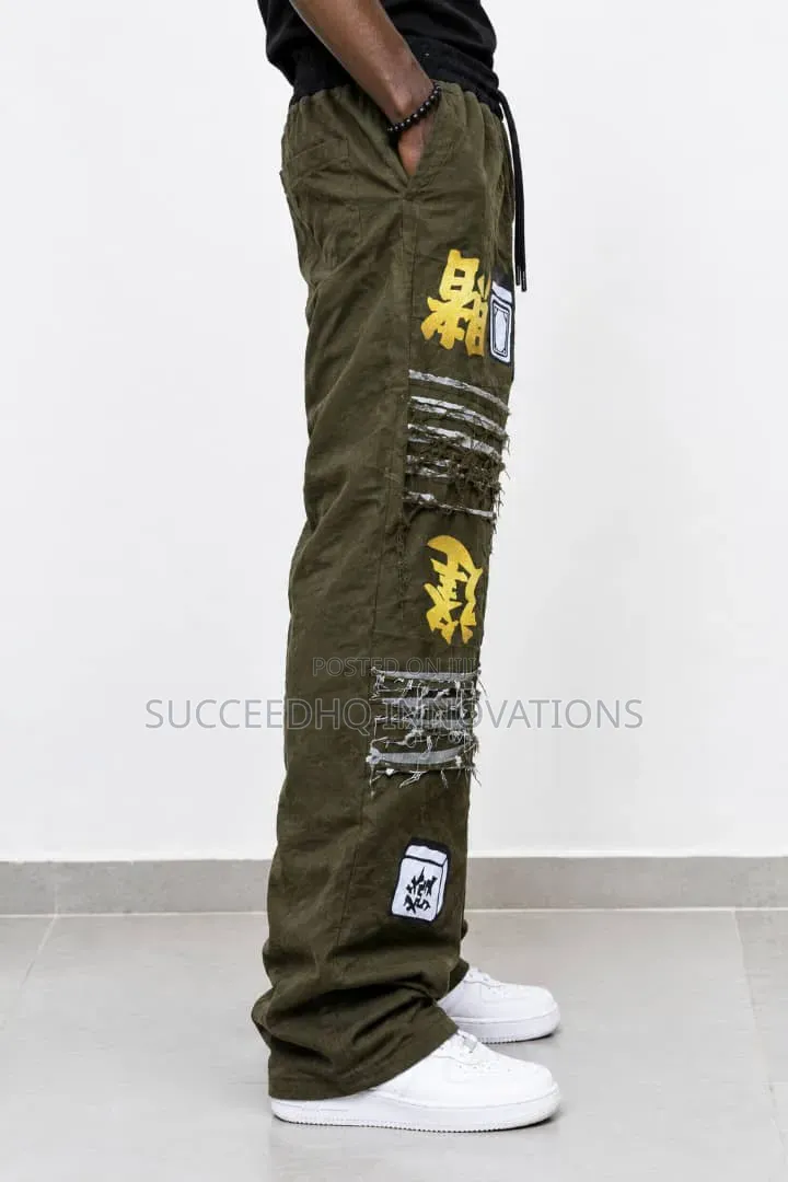 Baggy Distressed Graphic Jeans Streetwear Anime Leg Denim Pants