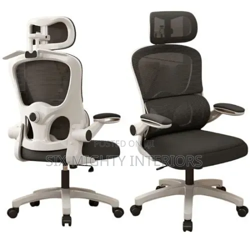 Ergonomic Home & Office Chair With Flip Armrest & Lumber Support