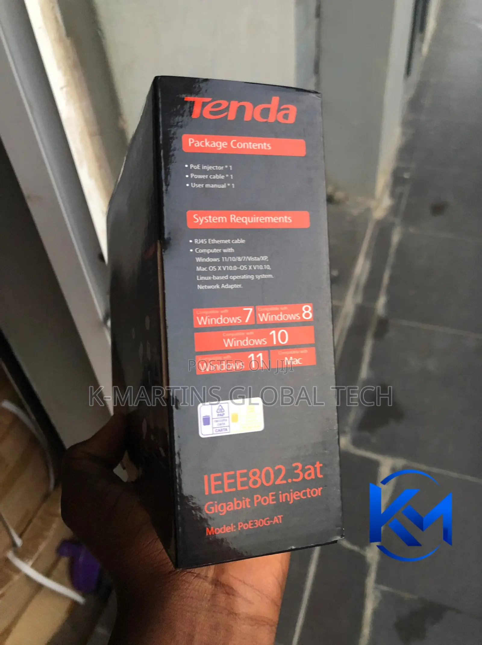 Tenda PoE30G-AT 48V Gigabit PoE Injector 30W