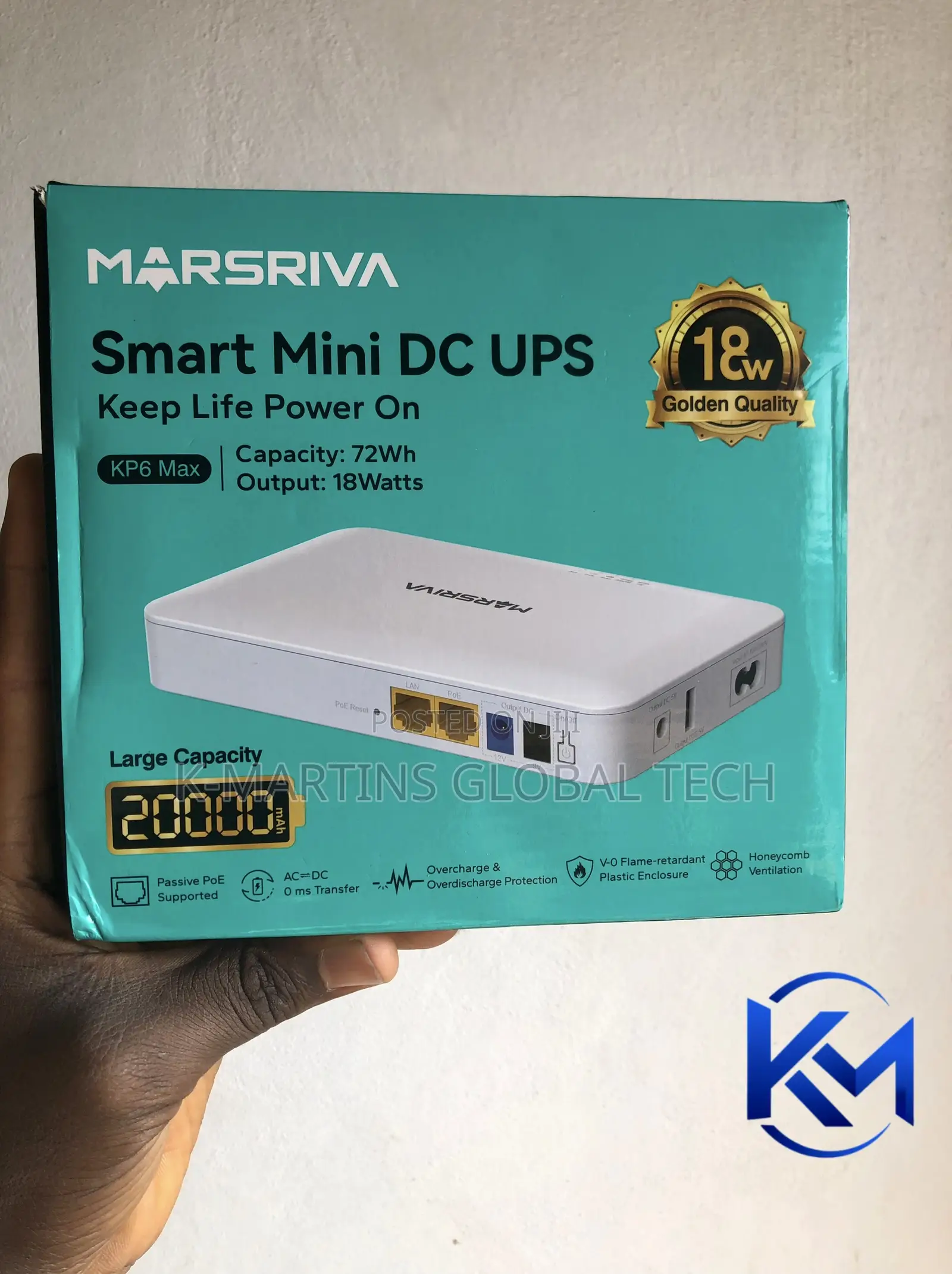 Marsriva 20000mAh Mini UPS PoE for WiFi Router CCTV