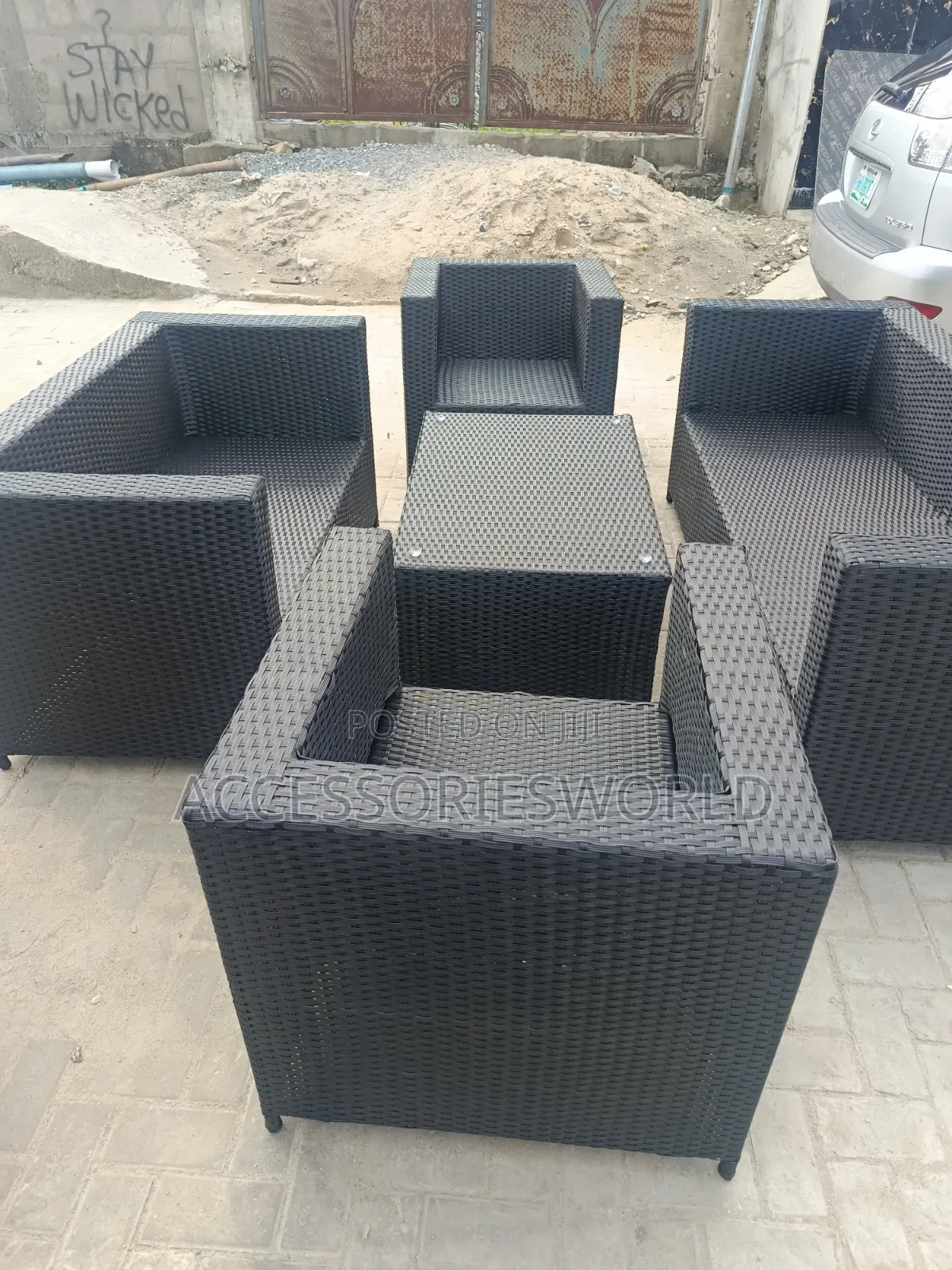 Premium 7-Seater Black Rattan Outdoor Garden Patio Sofa Set