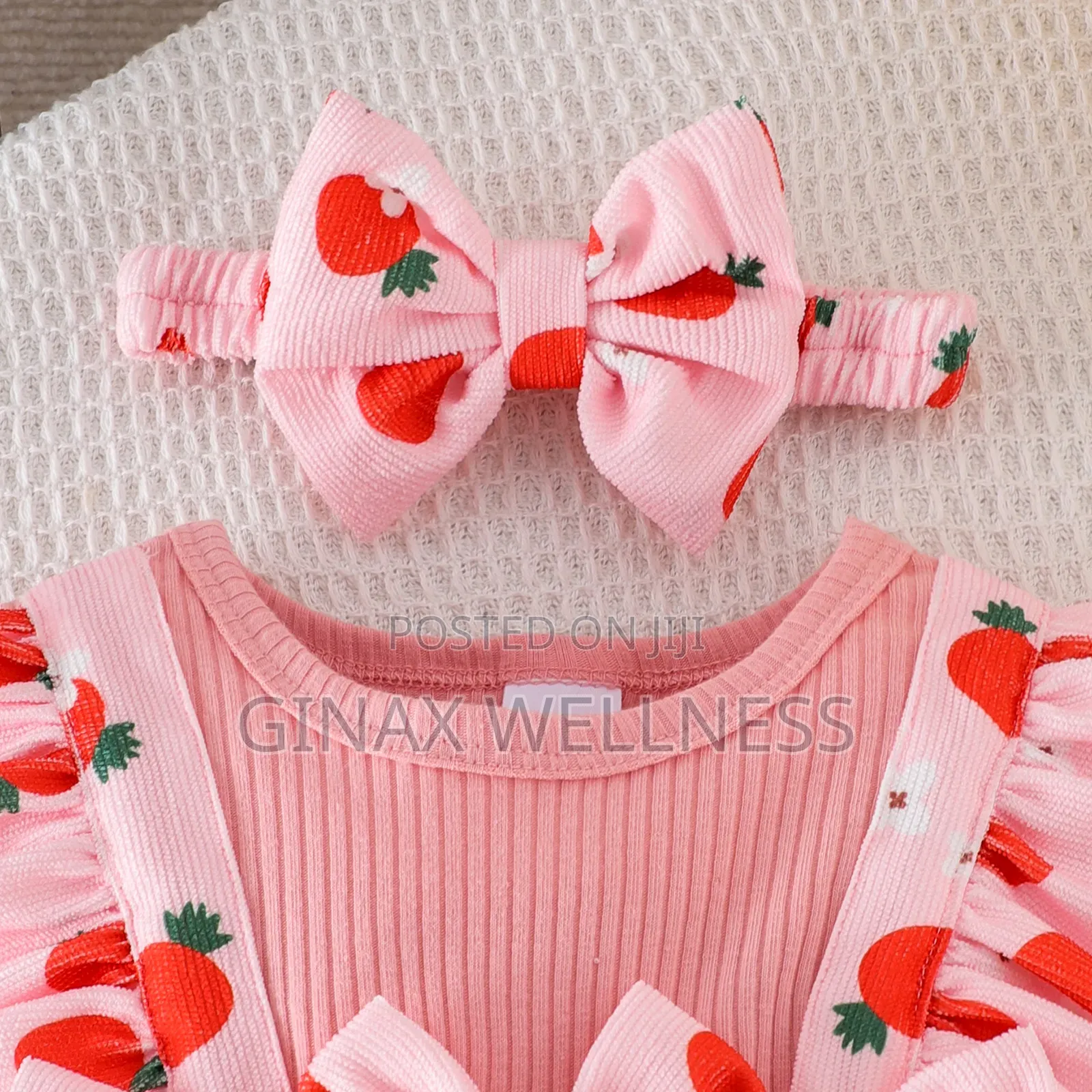 Baby Girls Long-Sleeve Romper Jumpsuit With Bow Headband (0–9 Months)