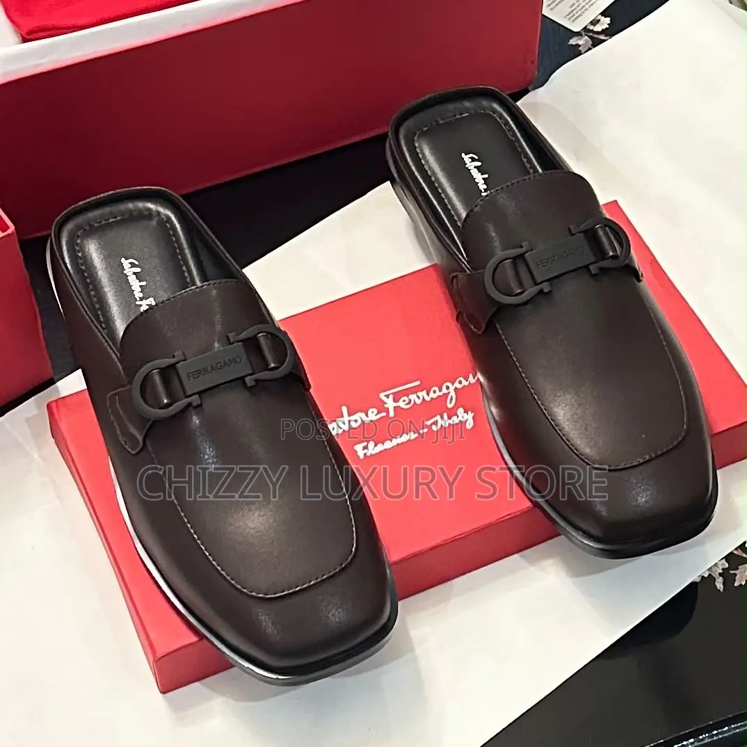 Salvatore Ferragamo Quality Luxury Men Genuine Leather Halfshoe