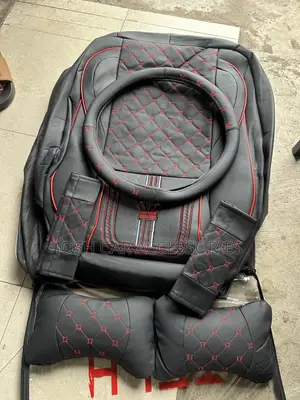 Original Black Touch of Red Crown Leather Car Seat Cover