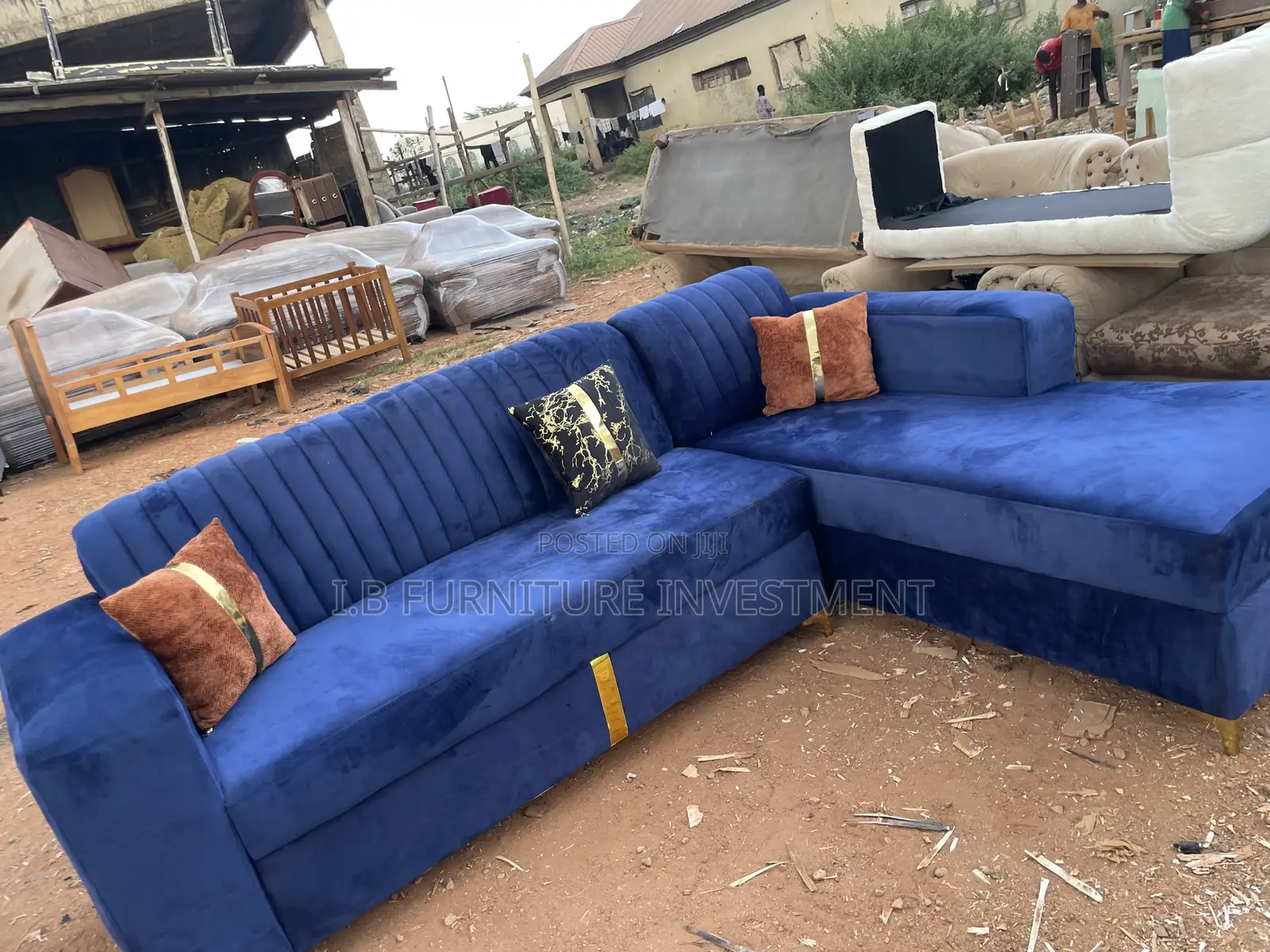 Blue L Shape Chair