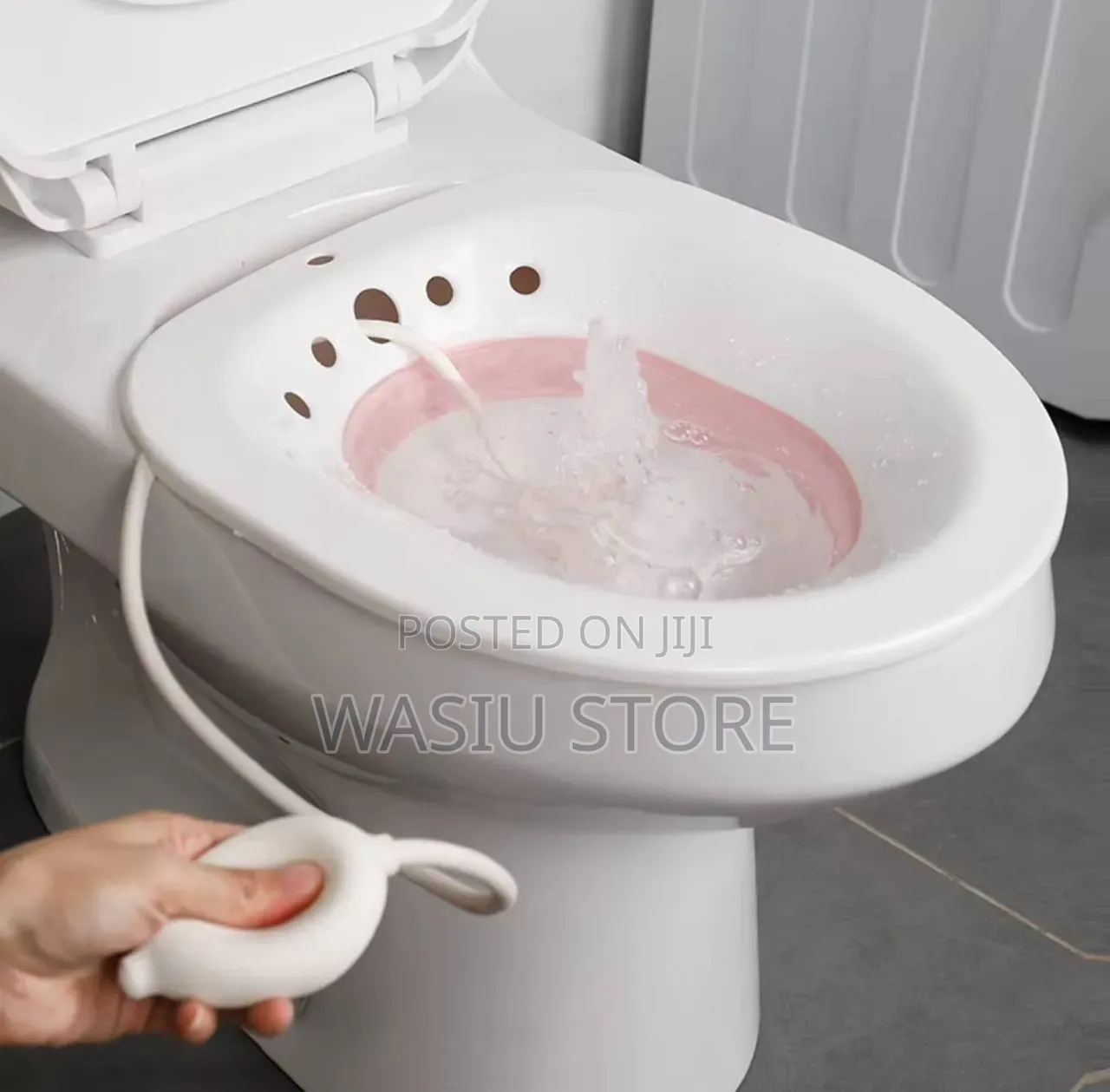 Collapsible (Foldable) Sitz Bath Bowl With a Manual Flush Pump