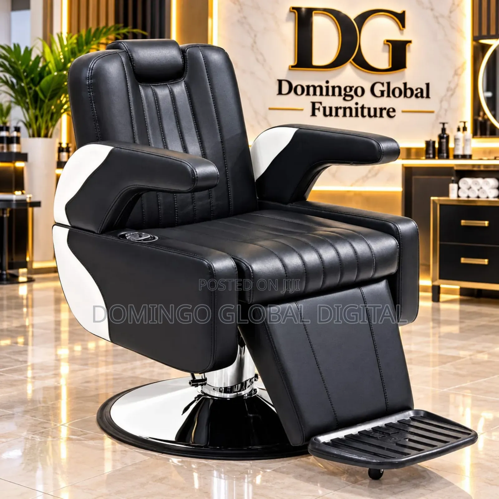 Black and White Executive Hydraulic Barber and Salon Swivel Chair