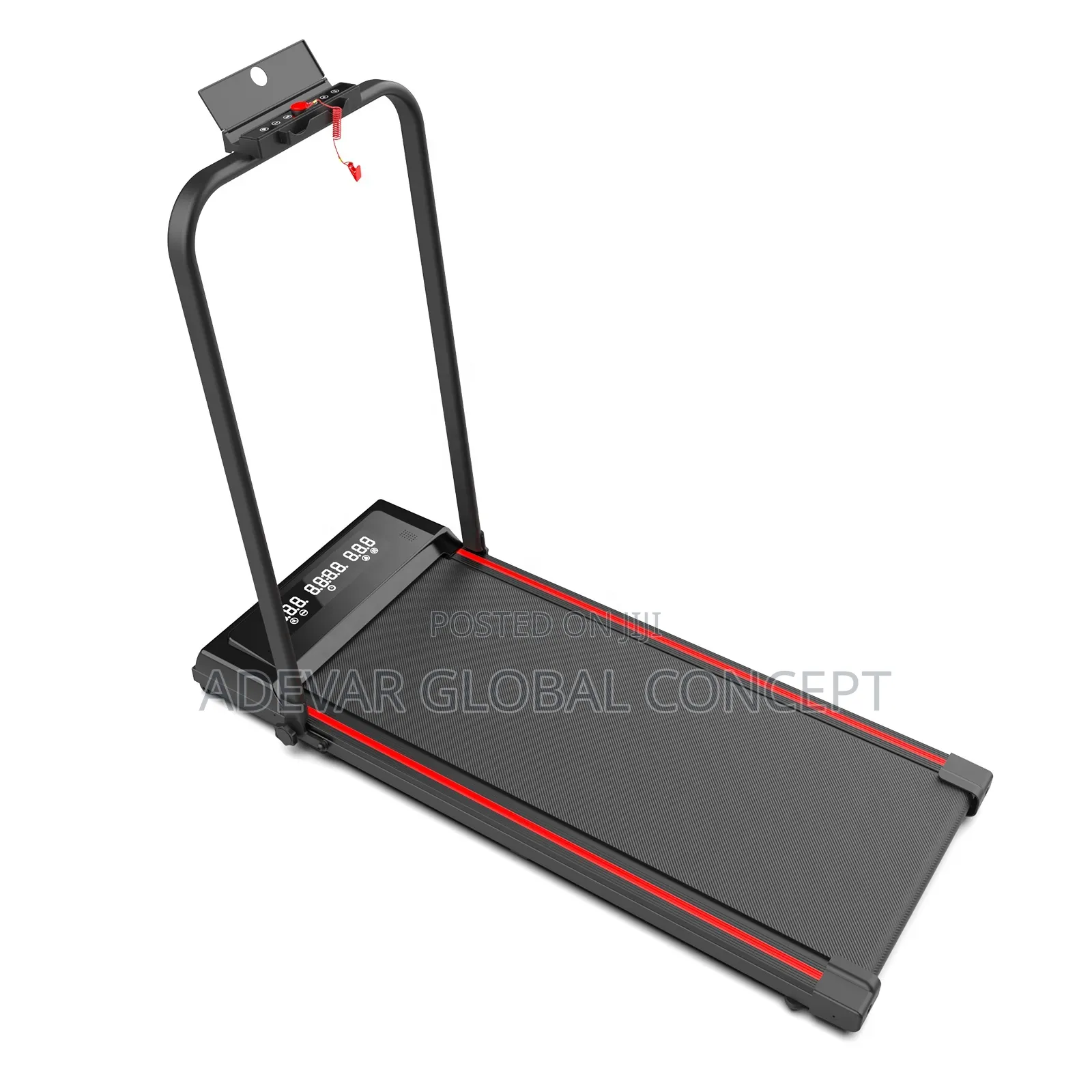 Portable Under-Desk Treadmill With a Foldable Handrail and LED Display