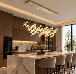 Luxury Floral LED Pendant Chandelier for Kitchen Islands