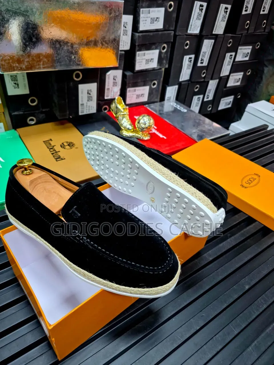 Tod's Suede Espadrille Loafer in Black / Navy / Khaki