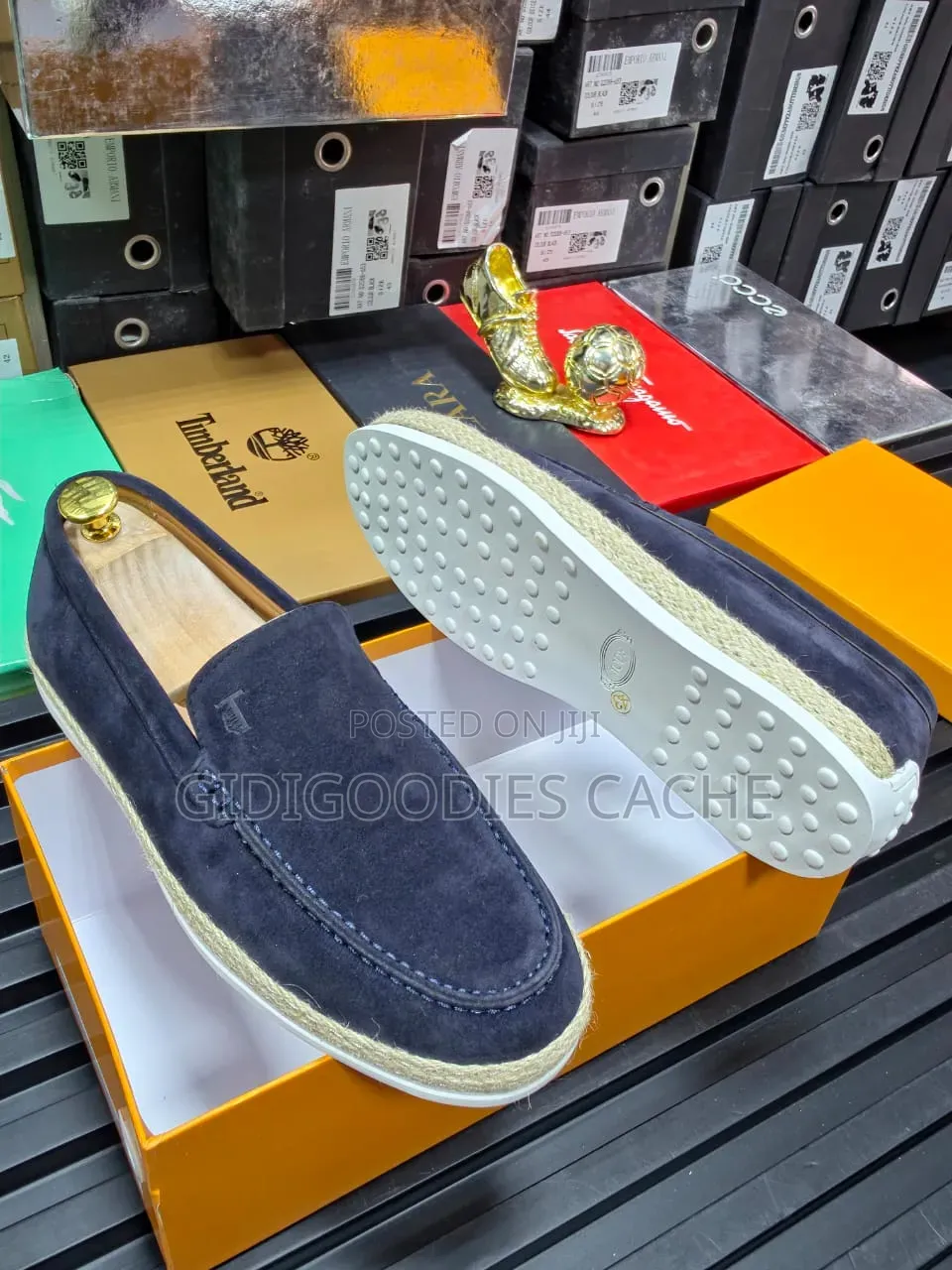 Tod's Suede Espadrille Loafer in Black / Navy / Khaki