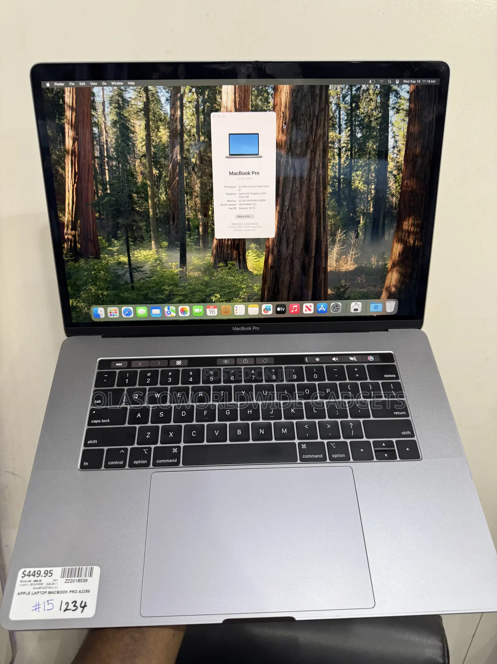 Laptop Apple MacBook Pro 2019 32GB Intel Core i9 SSD 1T
