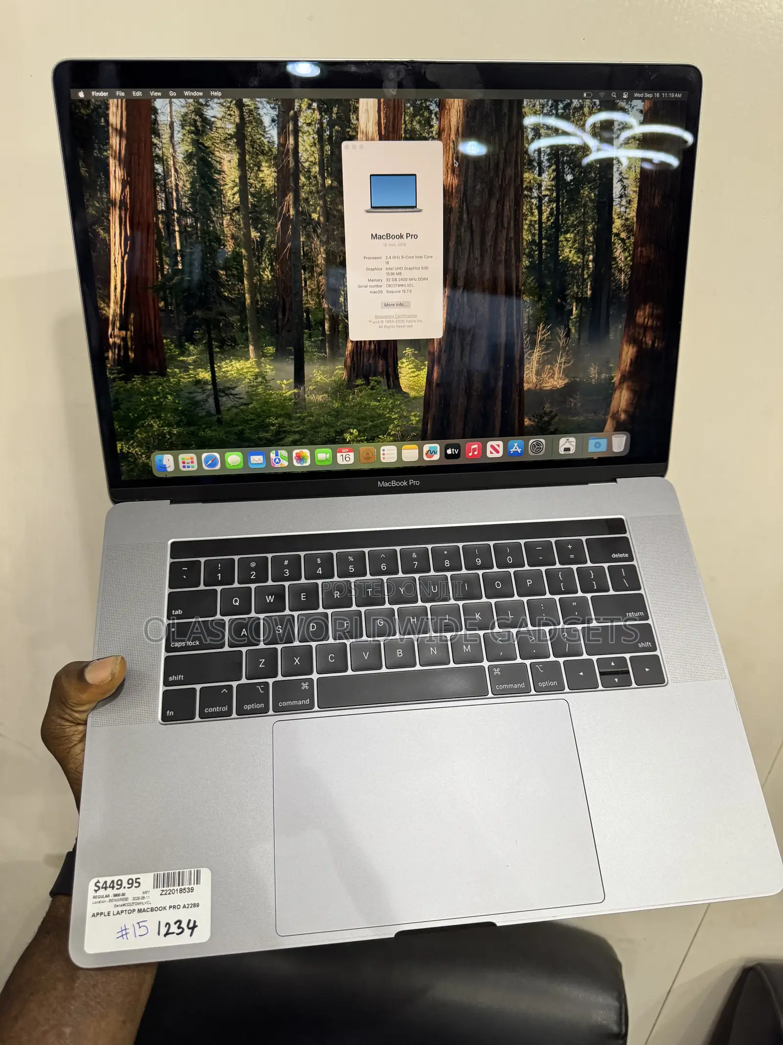 Laptop Apple MacBook Pro 2019 32GB Intel Core i9 SSD 1T