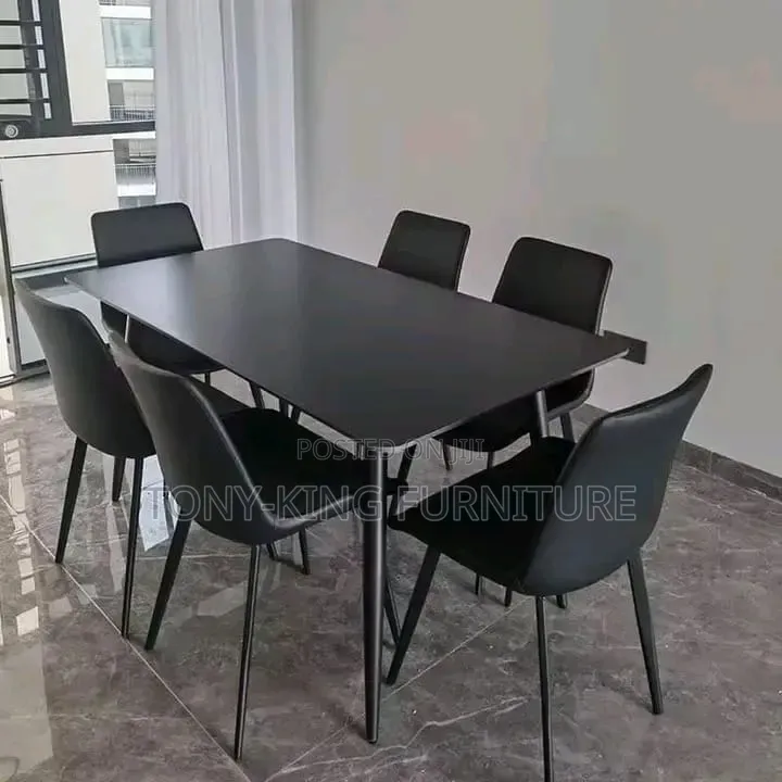 All-Black 6-Seater Modern Dining Table Set
