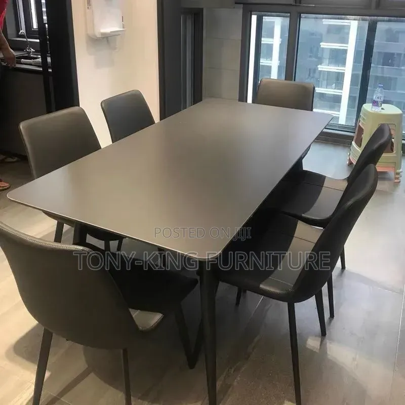All-Black 6-Seater Modern Dining Table Set