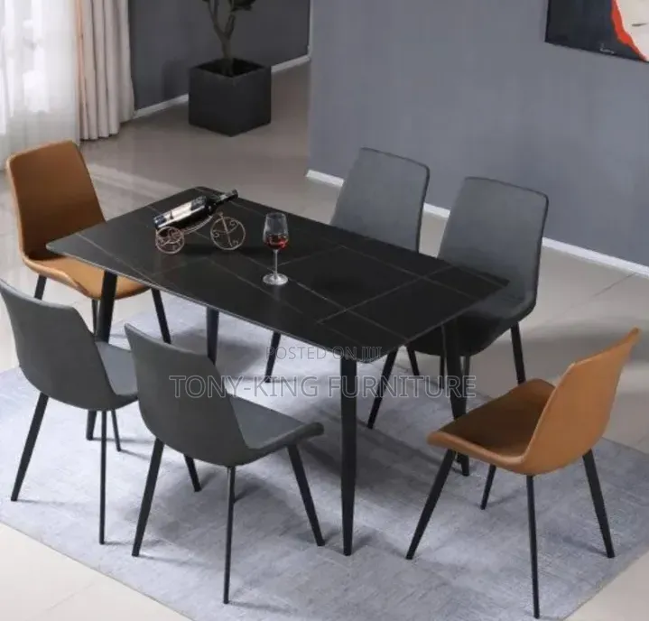 All-Black 6-Seater Modern Dining Table Set