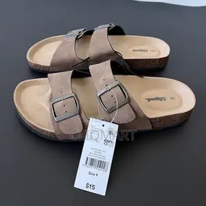 Dual-Strap Suede Buckle & Utility Slide Sandals |