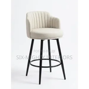 PU Leather Rotating Bar Stool With Metal Base - Black