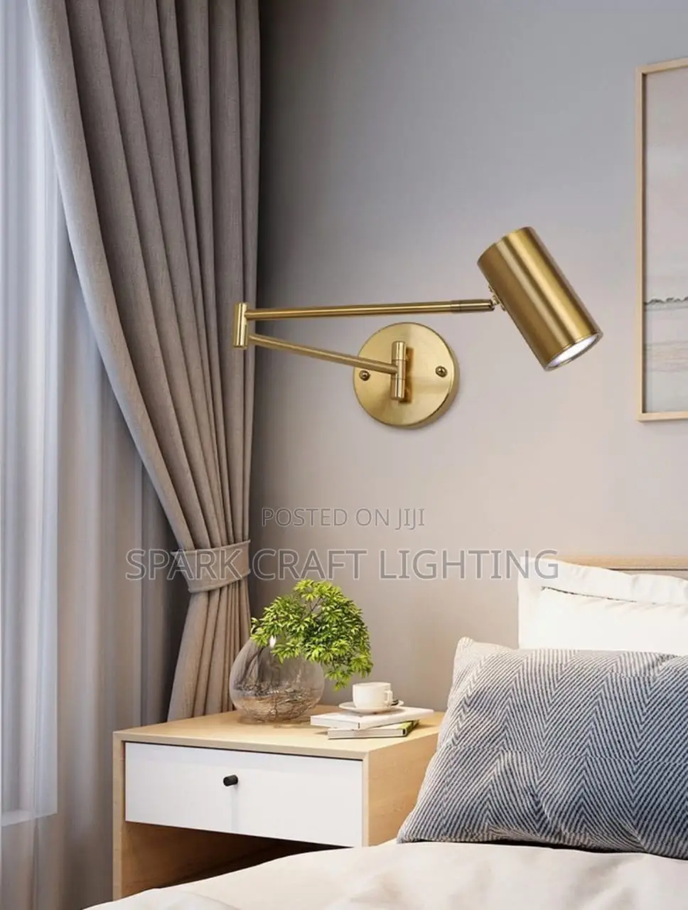 Modern LED Wall Light With Reading Spotlight – Black & Gold