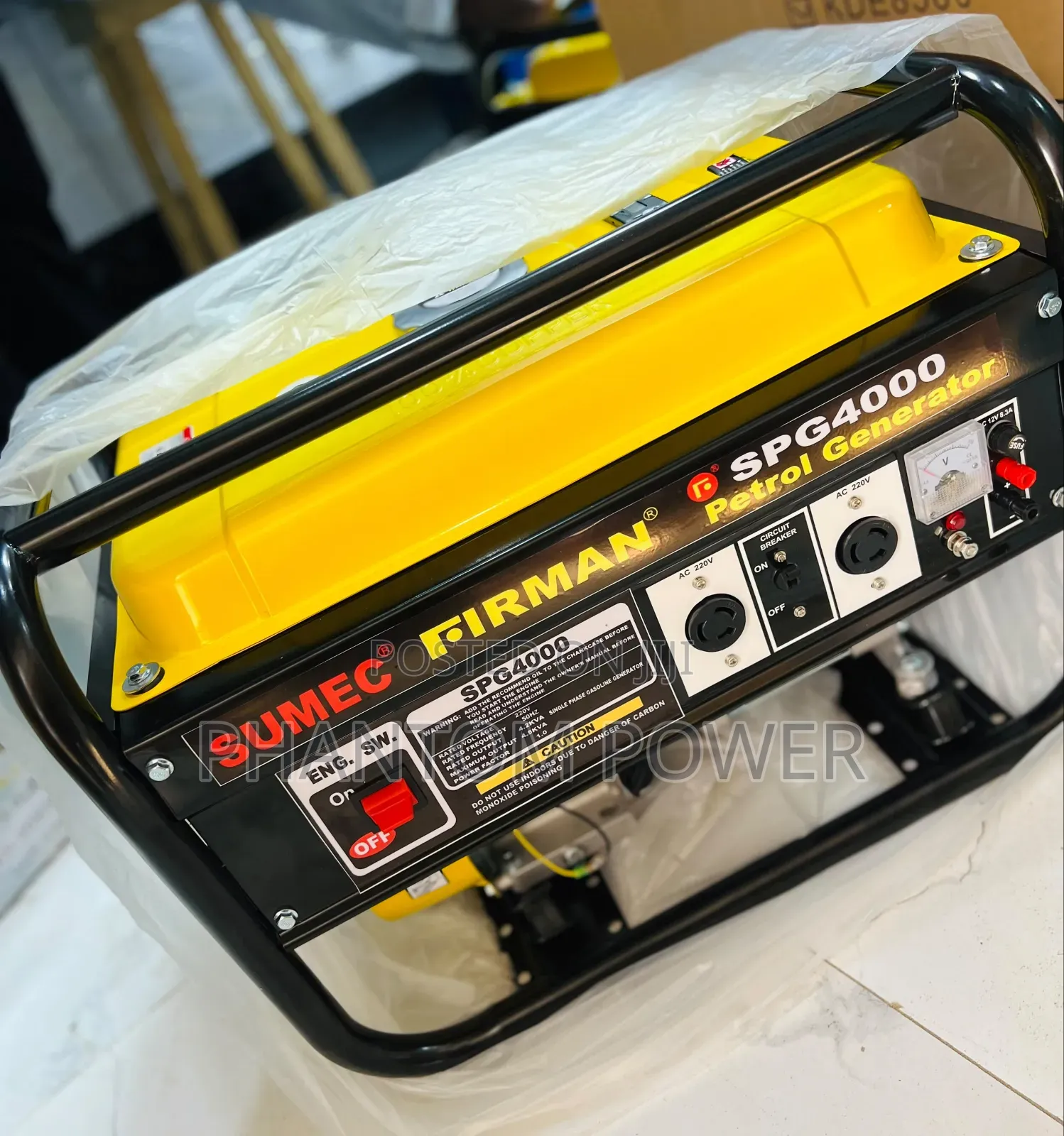 New SPG4000 4.5kva Sumec Firman Manual Start Black & Yellow Generator
