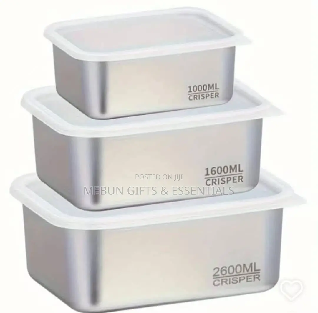 3pcs Rectangle Stainless Steel Food Storage Container