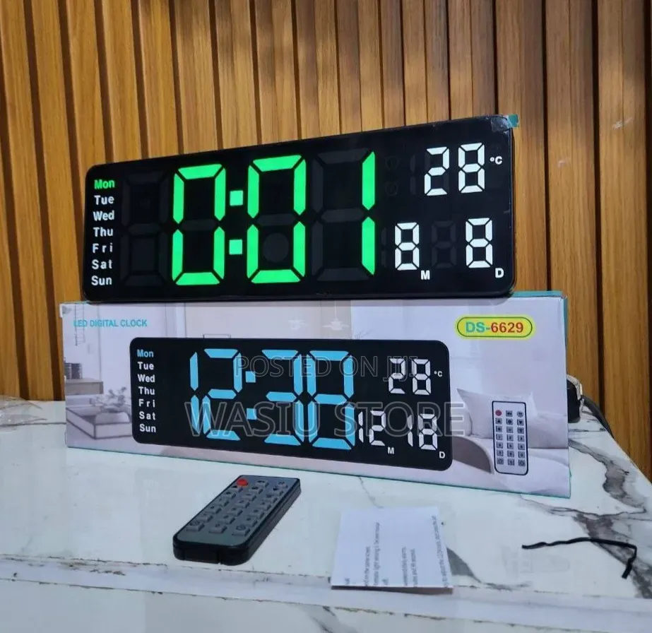 DS-6629 Large LED Digital Wall Clock With a Remote Control