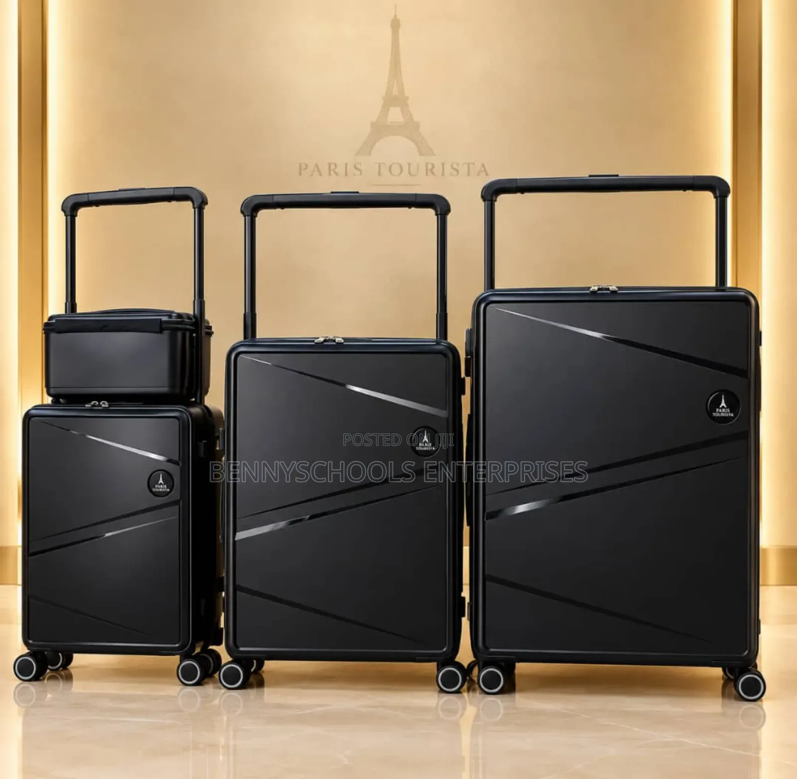 Set of 4 Paris Tourista Wide Pole Luggage Boxes and Kit