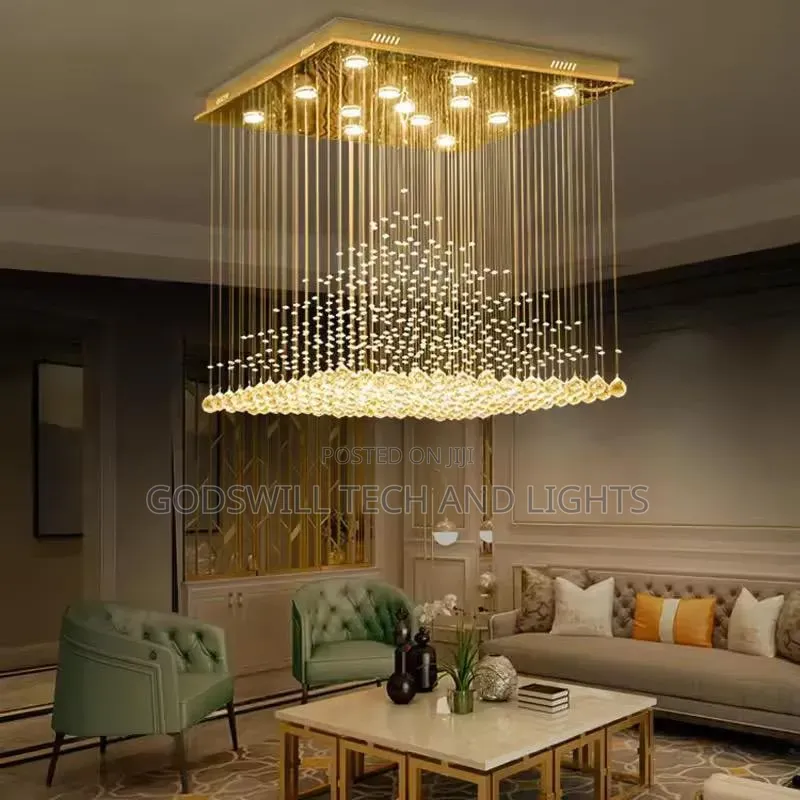 Modern Square Multi-Level or Pyramid Raindrop Crystal
