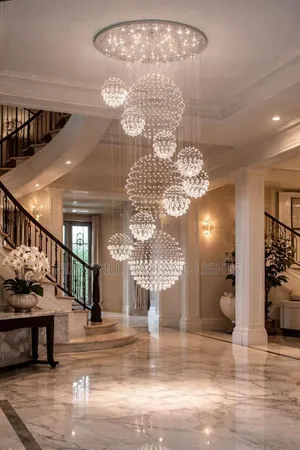 Modern Luxury Spiral Crystal Ball Staircase Chandelier