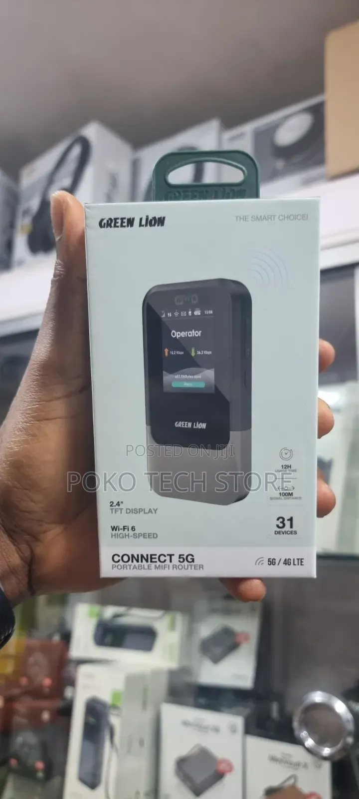 Green Lion Connect 5G Portable MiFi Router (Wi-Fi 6, 2.4" Display)