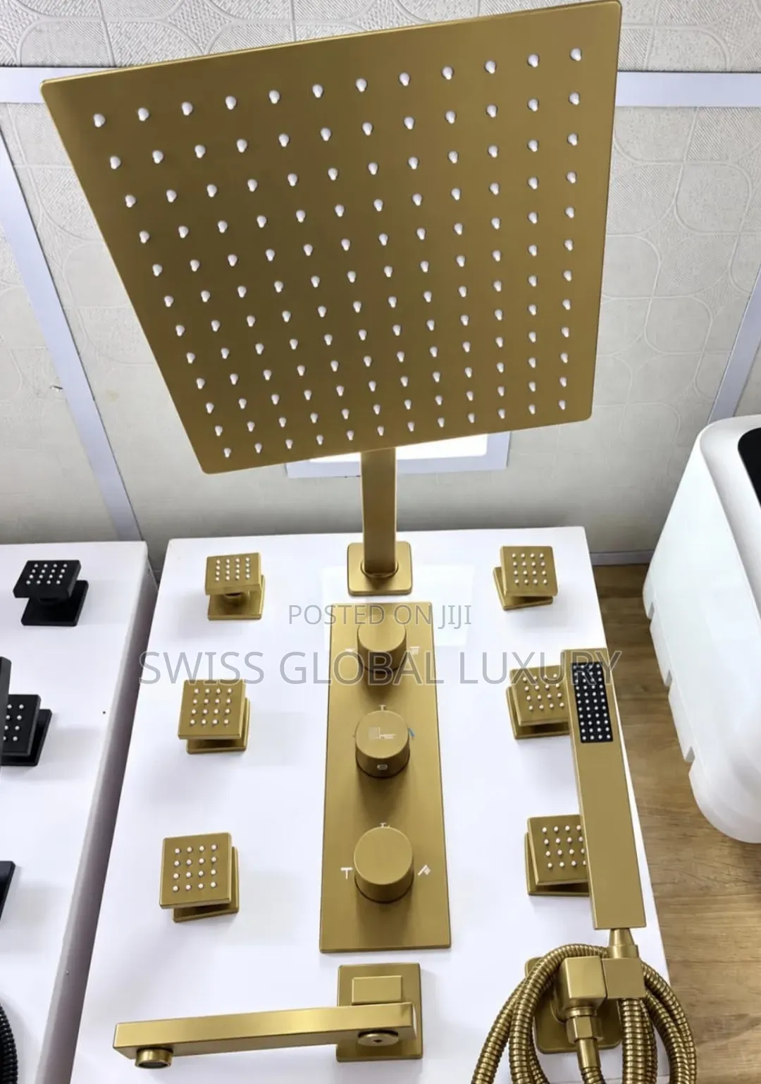 Golden Overhead Concealed Shower With Massage Jets
