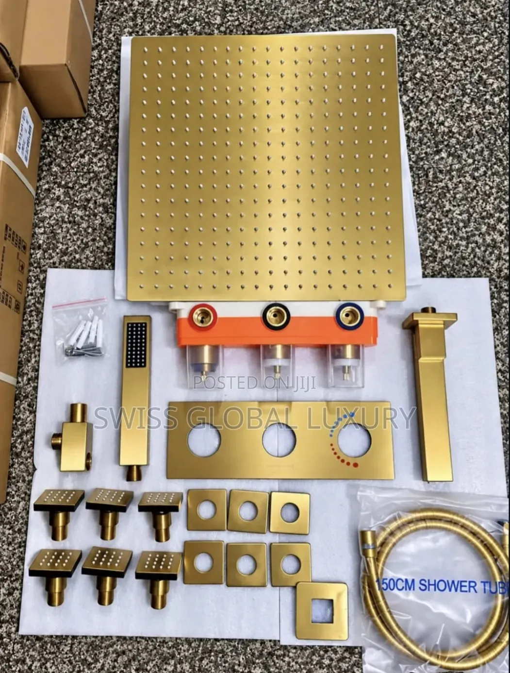 Golden Overhead Concealed Shower With Massage Jets