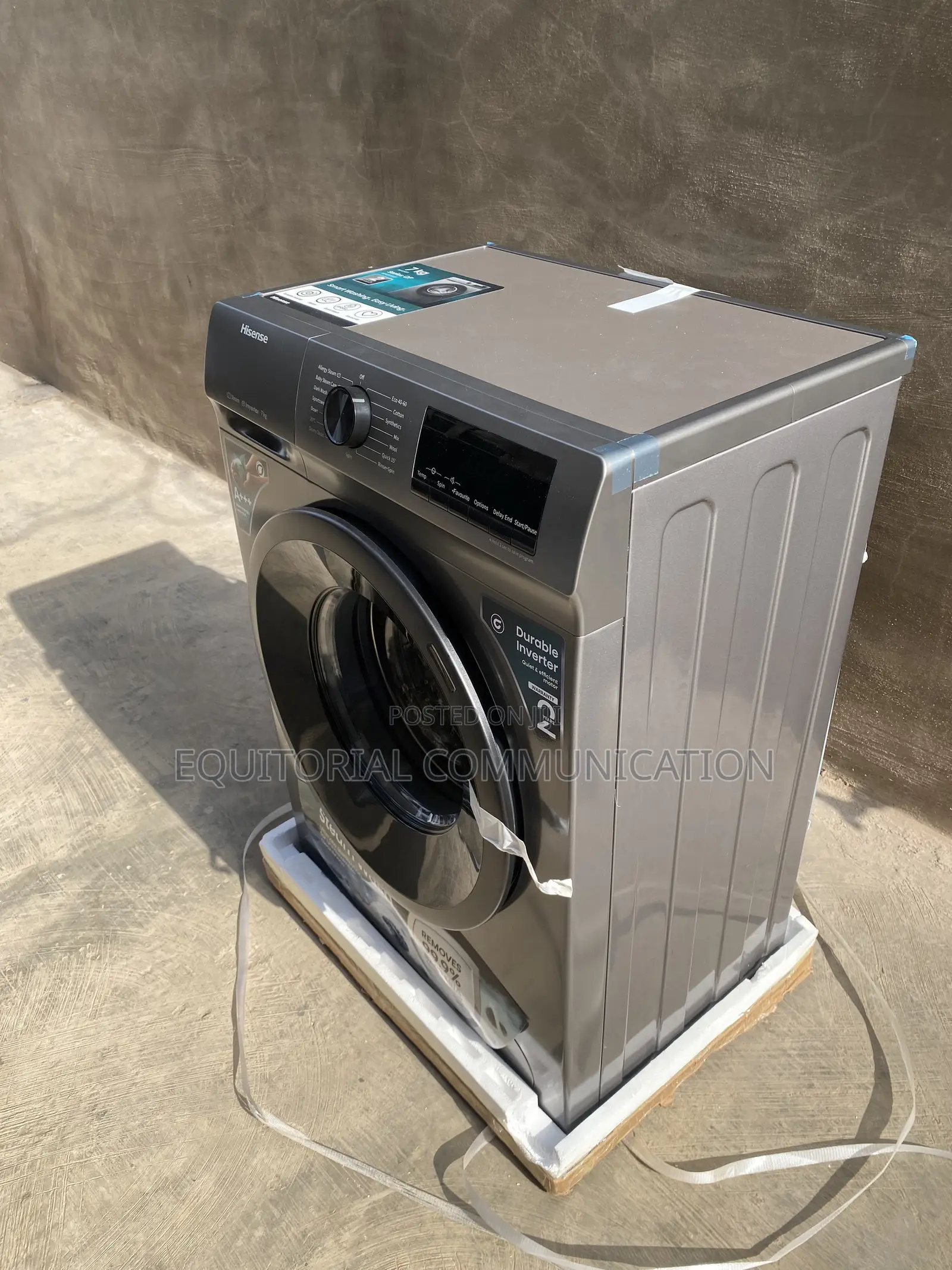 Hisense WFQP7012T Front Load Inverter Washer 7KG 15 Programmes
