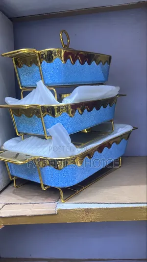 Luxury 3-Piece Ceramic Food Warmer and Casserole Serving Dish - Blue