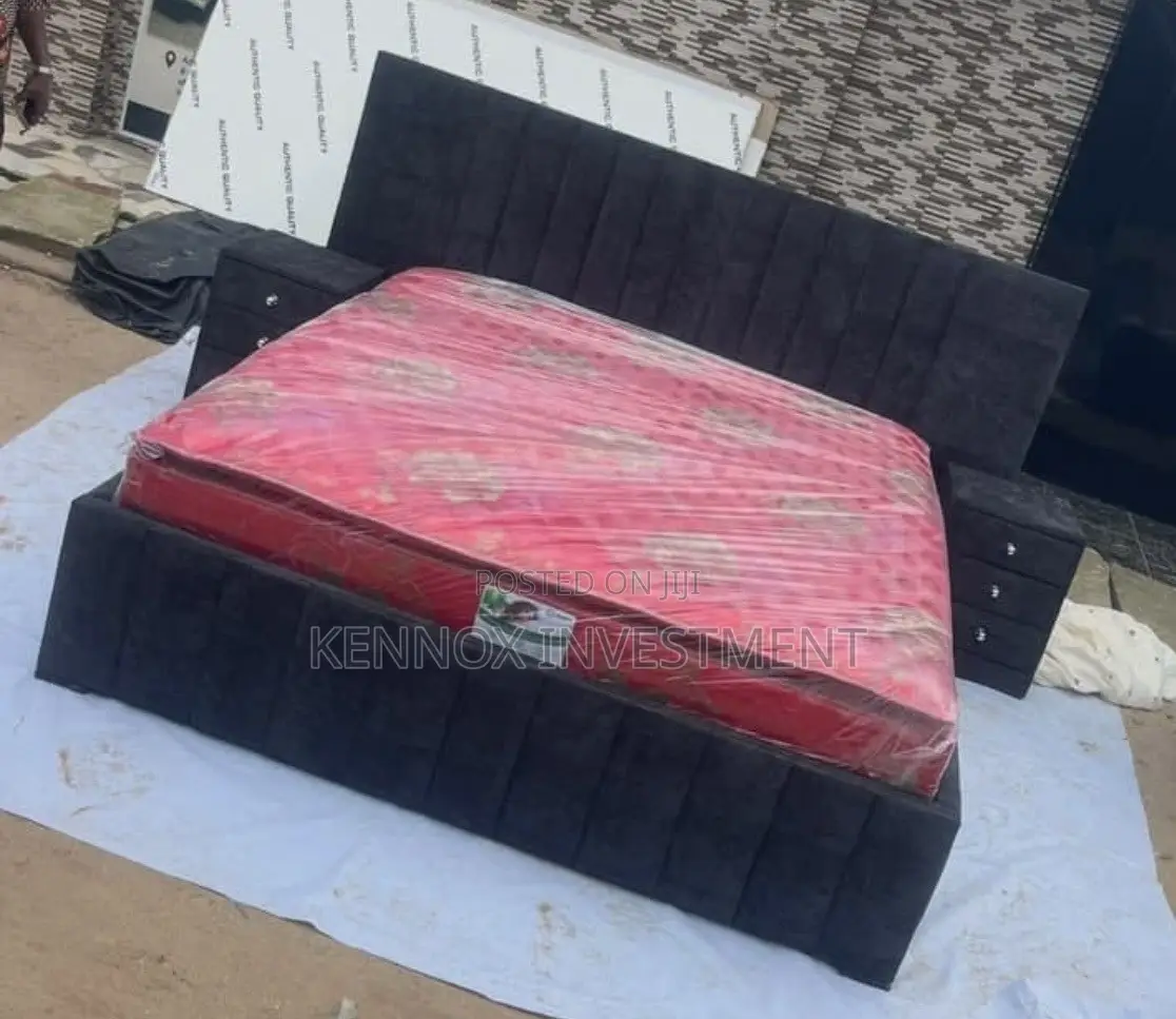 6 by 6 Special Padded Bedframe With 2 Bedside Drawers