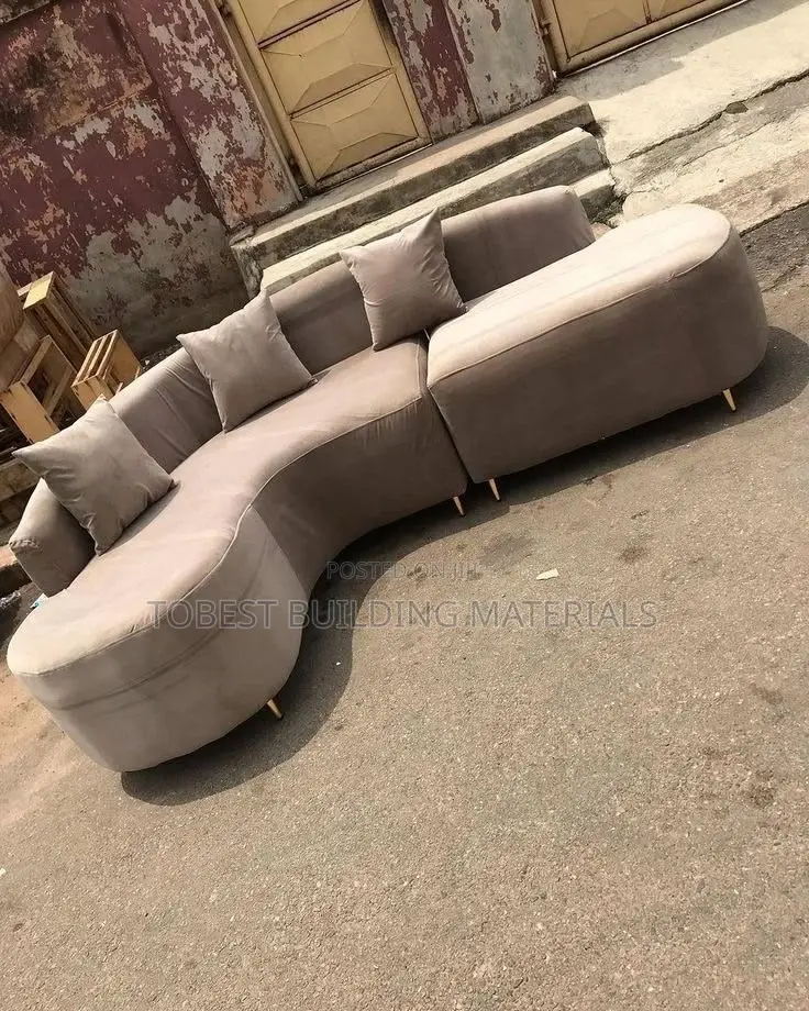 Modern Beige Curved Sectional Sofa (Modular Serpentine Shape)