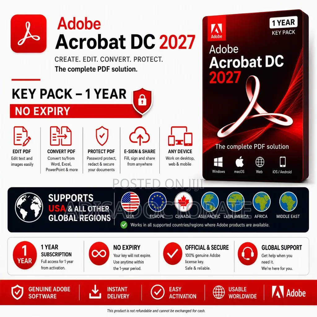 Acrobat PDF Key Pack 1 Year Windows,mac,phones&iPad