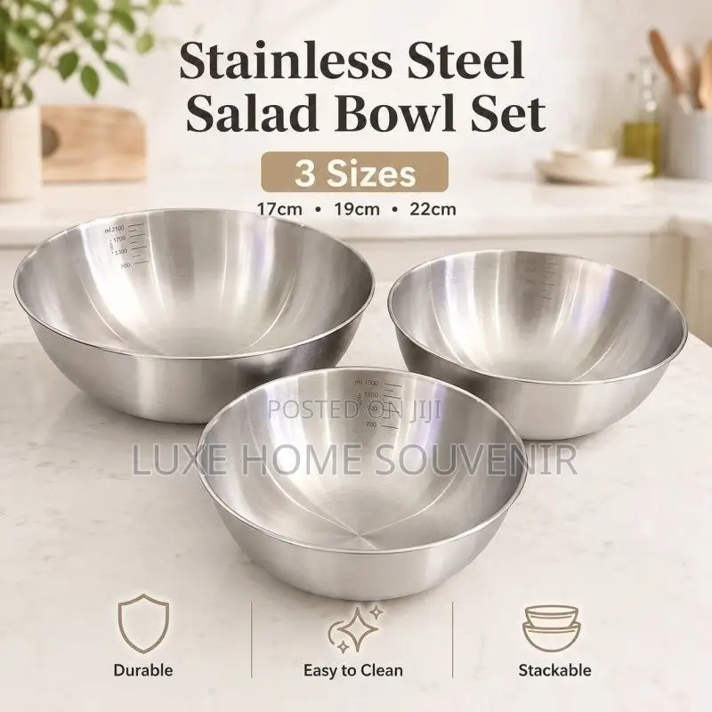 Stainless Salad Bowl 3pcs