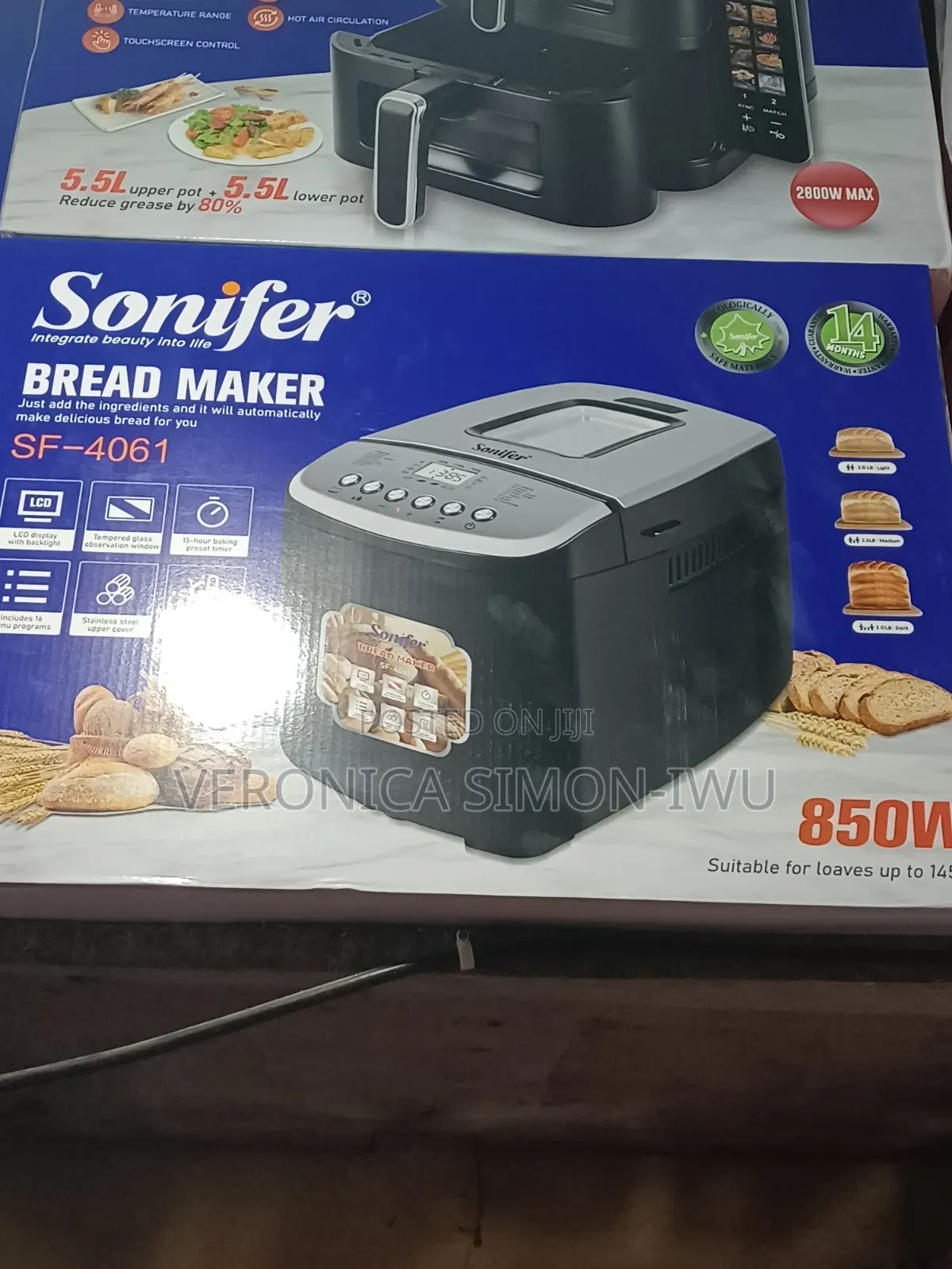 Sonifer 850W Electric Bread Maker With 15 Preset